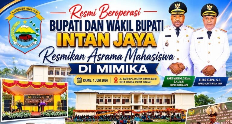 Bupati dan Wakil Bupati Intan Jaya Resmikan Asrama Mahasiswa di Mimika, Perkuat Investasi SDM Daerah
